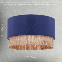 Happy Homewares Modern Midnight Blue Velvet Pendant Light Shade With Gold Tassels - thumbnail 8