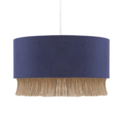 Happy Homewares Modern Midnight Blue Velvet Pendant Light Shade With Gold Tassels - thumbnail 5