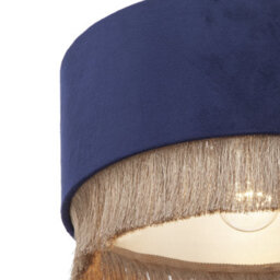 Happy Homewares Modern Midnight Blue Velvet Pendant Light Shade With Gold Tassels - thumbnail 4