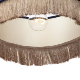 Happy Homewares Modern Midnight Blue Velvet Pendant Light Shade With Gold Tassels - thumbnail 3