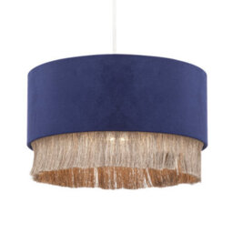 Happy Homewares Modern Midnight Blue Velvet Pendant Light Shade With Gold Tassels - thumbnail 2