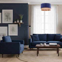 Happy Homewares Modern Midnight Blue Velvet Pendant Light Shade With Gold Tassels - thumbnail 7