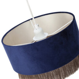 Happy Homewares Modern Midnight Blue Velvet Pendant Light Shade With Gold Tassels - thumbnail 6