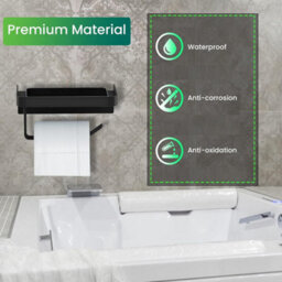 Darnall Black Stainless Steel Toilet Roll Holder With Shelf Wall Mounted Toilet Paper Holder - thumbnail 5