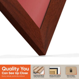 "AK Frames 25X17"" Rose Wood Modern Vinyl Record Frame With Crimson Mount For 12 Inch Lp Cover & Disc - Overlapped Design" - thumbnail 3