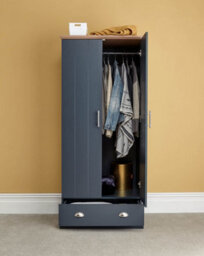 Gfw Kendal 2 Door 1 Drawer Wardrobe Slate Blue - thumbnail 9