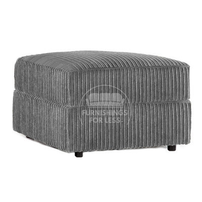 Furnishings For Less UK Luxor Delta  Ferguson Grey Fabric Soft Jumbo Cord Footstool - image 1