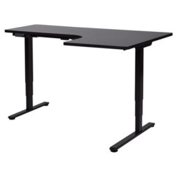 Beliani Electric Adjustable Corner Desk Destines 160 Cm 109 Cm Black Right Hand