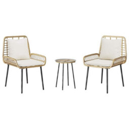 Berkfield Modern Garden Dining Set 3 Pcs Brown, Black, Cream 35 X 35 X 45 Cm - thumbnail 8