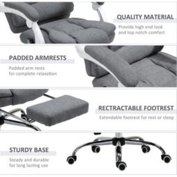 Vinsetto Ergonomic Heated 6 Points Vibration Massage Office Chair Grey - thumbnail 7
