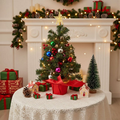 Living And Home Mini Desktop Christmas Tree With Fairy Lights, 10Cm Dia X 57Cm H - image 1