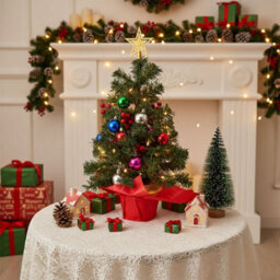 Living And Home Mini Desktop Christmas Tree With Fairy Lights, 10Cm Dia X 57Cm H - thumbnail 1