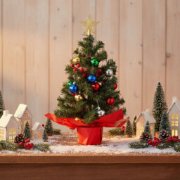 Living And Home Mini Desktop Christmas Tree With Fairy Lights, 10Cm Dia X 57Cm H - thumbnail 3