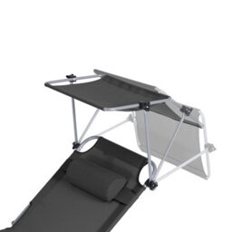 Sobuy Ogs48-Sch, Folding Chair Sun Lounger With Adjustable Sun Shade And Backrest, Black,w193Xd55.5Xh103 - thumbnail 6