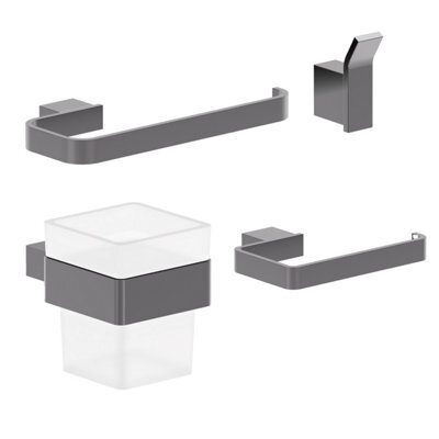 Plum&clay Emilia Gun Grey 4-Piece Bathroom Accessory Set - image 1
