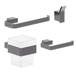 Plum&clay Emilia Gun Grey 4-Piece Bathroom Accessory Set