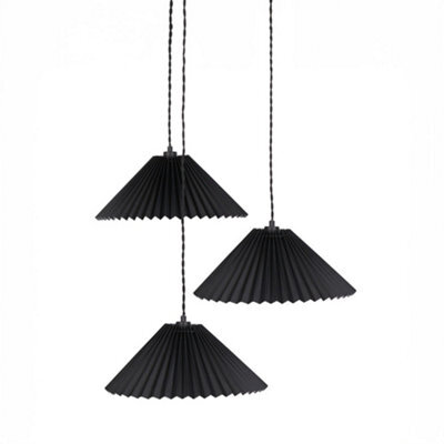 Valuelights Akira Black 3 Way Hanging Pendant Ceiling Light With Pleated Lampshade - image 1