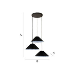 Valuelights Akira Black 3 Way Hanging Pendant Ceiling Light With Pleated Lampshade - thumbnail 7