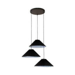 Valuelights Akira Black 3 Way Hanging Pendant Ceiling Light With Pleated Lampshade - thumbnail 2