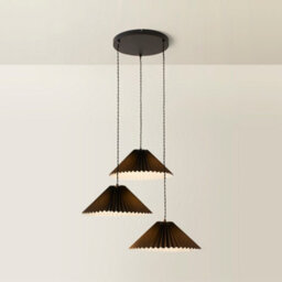 Valuelights Akira Black 3 Way Hanging Pendant Ceiling Light With Pleated Lampshade - thumbnail 6