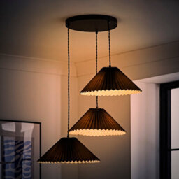 Valuelights Akira Black 3 Way Hanging Pendant Ceiling Light With Pleated Lampshade - thumbnail 5