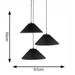 Valuelights Akira Black 3 Way Hanging Pendant Ceiling Light With Pleated Lampshade - thumbnail 9