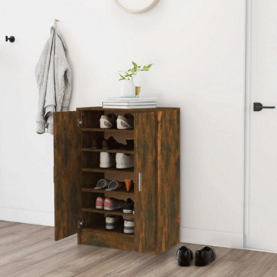 Berkfield Shoe Cabinet Smoked Oak 60X35X92 Cm Engineered Wood - image 1