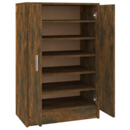 Berkfield Shoe Cabinet Smoked Oak 60X35X92 Cm Engineered Wood - thumbnail 2