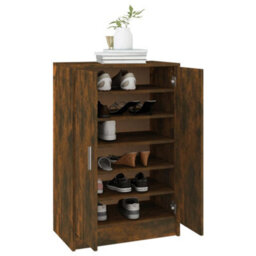 Berkfield Shoe Cabinet Smoked Oak 60X35X92 Cm Engineered Wood - thumbnail 4
