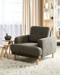Beliani Armchair Tuve Corduroy Dark Green - thumbnail 2