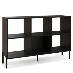 6 Cube Storage Bookcase Wooden Open Bookshelf With 5 Metal Legs - thumbnail 1