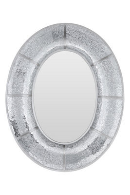 Orsina Oval Wall Mirror With Mosaic Glass Frame, Decorative Boutique Mirror With Smooth Curved Design, Mdf Mirror - image 1