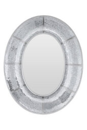 Orsina Oval Wall Mirror With Mosaic Glass Frame, Decorative Boutique Mirror With Smooth Curved Design, Mdf Mirror