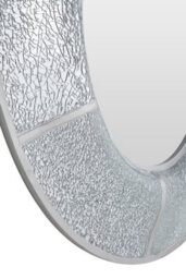 Orsina Oval Wall Mirror With Mosaic Glass Frame, Decorative Boutique Mirror With Smooth Curved Design, Mdf Mirror - thumbnail 3