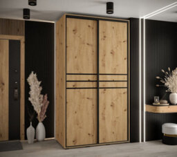 Arte Rustic Oak Artisan Sliding Wardrobe W130Cmh205Cmd60Cm - Stylish Storage With Natural Charm - thumbnail 2