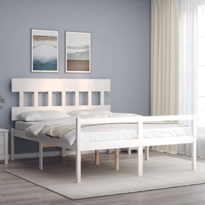Berkfield Bed Frame With Headboard White 160X200 Cm Solid Wood - image 1