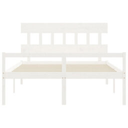 Berkfield Bed Frame With Headboard White 160X200 Cm Solid Wood - thumbnail 6