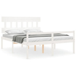 Berkfield Bed Frame With Headboard White 160X200 Cm Solid Wood - thumbnail 2