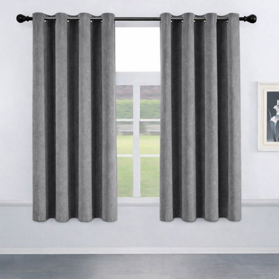 Oxford Homeware Eyelet Charcoal Linen Effect Curtains Fully Lined 100% Blackout Thermal Insulated Curtain Pair (W)168Cmx(L)137Cm - image 1