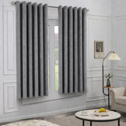 Oxford Homeware Eyelet Charcoal Linen Effect Curtains Fully Lined 100% Blackout Thermal Insulated Curtain Pair (W)168Cmx(L)137Cm - thumbnail 8