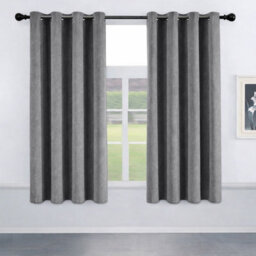 Oxford Homeware Eyelet Charcoal Linen Effect Curtains Fully Lined 100% Blackout Thermal Insulated Curtain Pair (W)168Cmx(L)137Cm - thumbnail 1