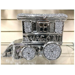 Crushed Diamond Caravan Square Gypsy Crystal Ornament Shelves Silver Roof Wagon