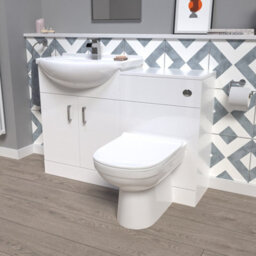 Nes Home 1150mm White Freestanding Vanity Unit With Basin, Wc Unit & Btw Toilet - thumbnail 1