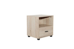 Urbn-Living Urbnliving Height 43Cm 1 Drawer Wooden Bedside Table Cabinet Oak Bedroom Furniture Storage Nightstand - thumbnail 5