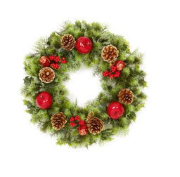 Premier Decorations Limited Red Dressed Artificial Christmas Wreath Door Decoration Apples Pine Cones 45Cm