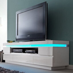 Furniture in Fashion Odessa White High Gloss Tv Stand With 5 Drawers And Led Lights