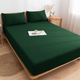 Ameha Plain Fitted Sheet 25Cm Deep Pocket- Breathable Wrinkle Resistant Microfiber Bed Sheet Emerald Green King (152X200Cm) - thumbnail 1
