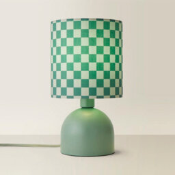 Valuelights Miley Green Checkerboard Drum Lamp Shade Moss Green Table Lamp With Led Bulb - thumbnail 2