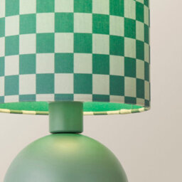 Valuelights Miley Green Checkerboard Drum Lamp Shade Moss Green Table Lamp With Led Bulb - thumbnail 4