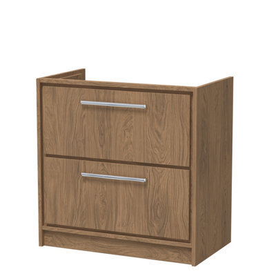 Hudson Reed Lille 800mm Floor Standing 2 Drawer Unit (455 Deep)-Antique Oak - image 1